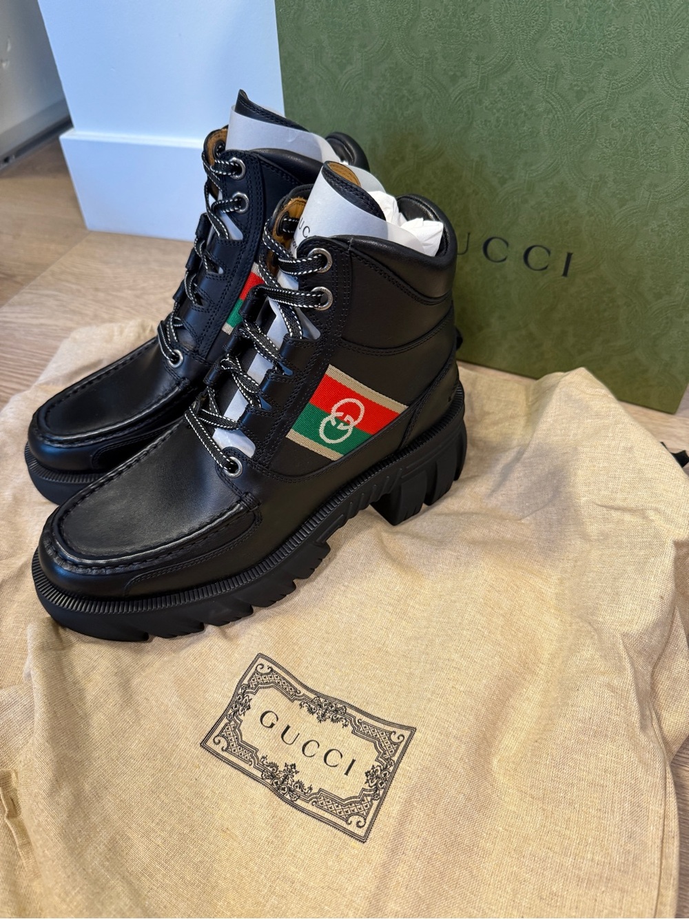 Authentic Gucci Black Leather Boots